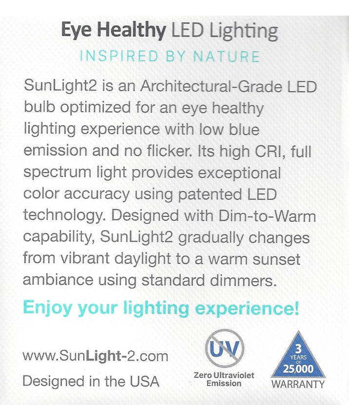 SunLight2 8 Watt, MR16 LED , Dimmable Light Bulb, Daylight (2700